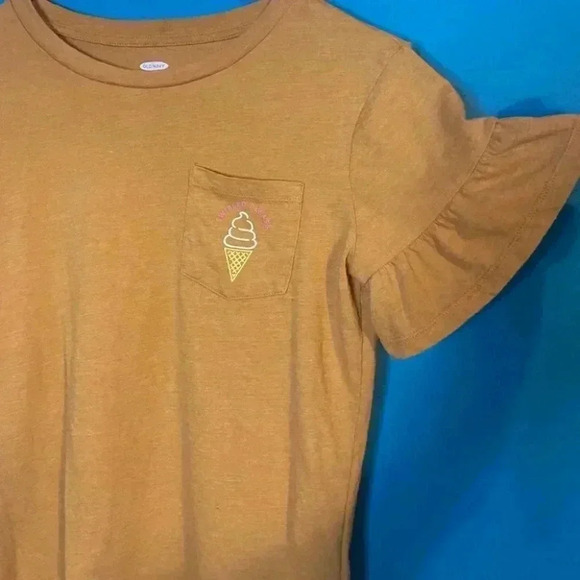 Old Navy Ice Cream Graphic Ruffle Sleeve Orange Shirt - Picture 5 of 7
